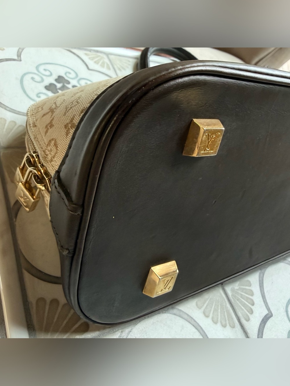 Louis Vuitton Beige Monogram Canvas and Brown Leather Satchel - Picture 15 of 16
